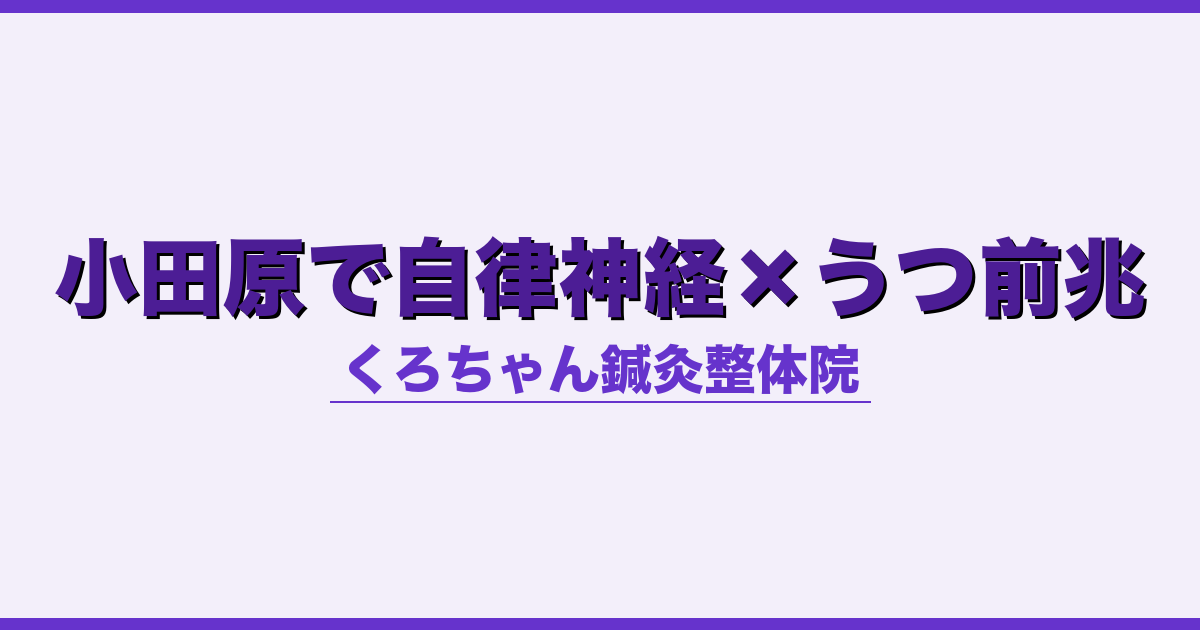 小田原で自律神経×うつ前兆