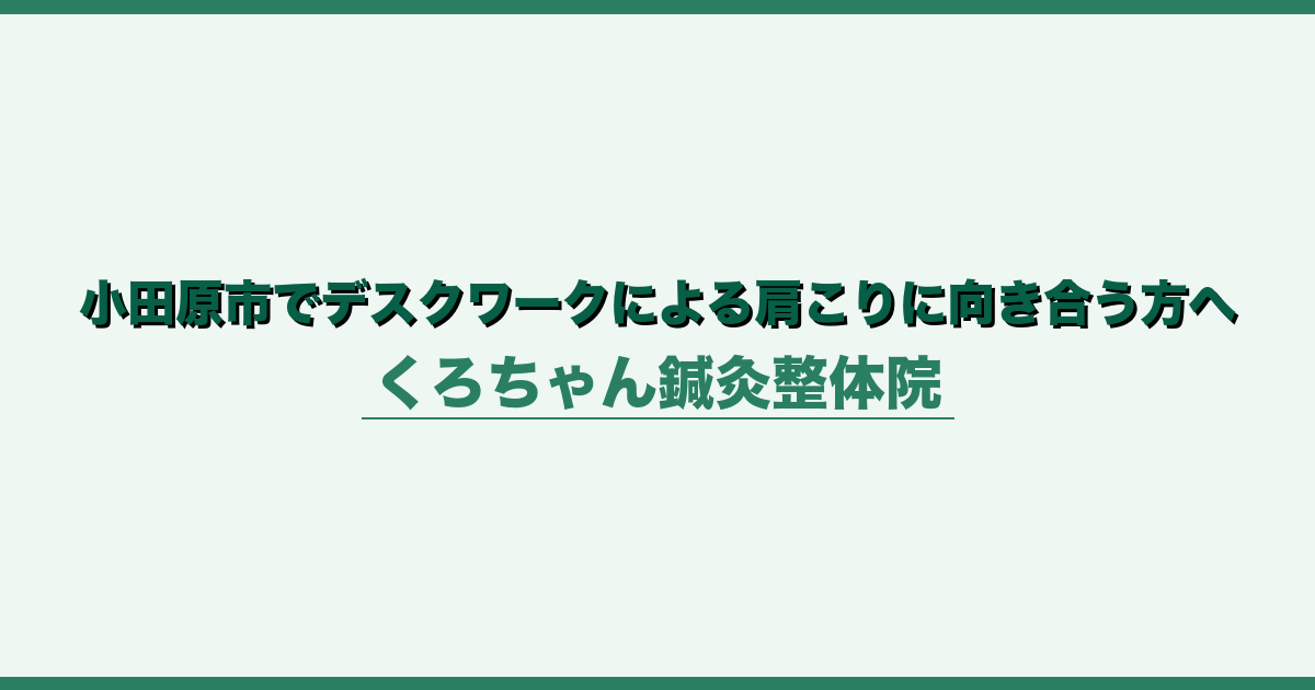 小田原市でデスクワークによる肩こりに向き合う方へ