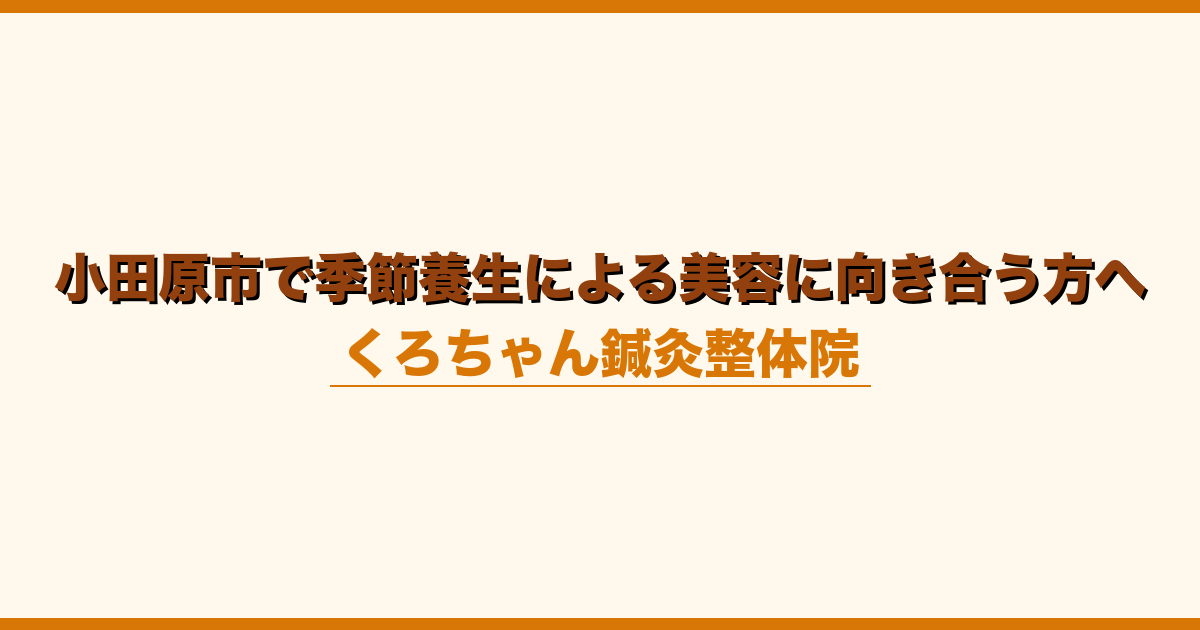 小田原市で季節養生による美容に向き合う方へ