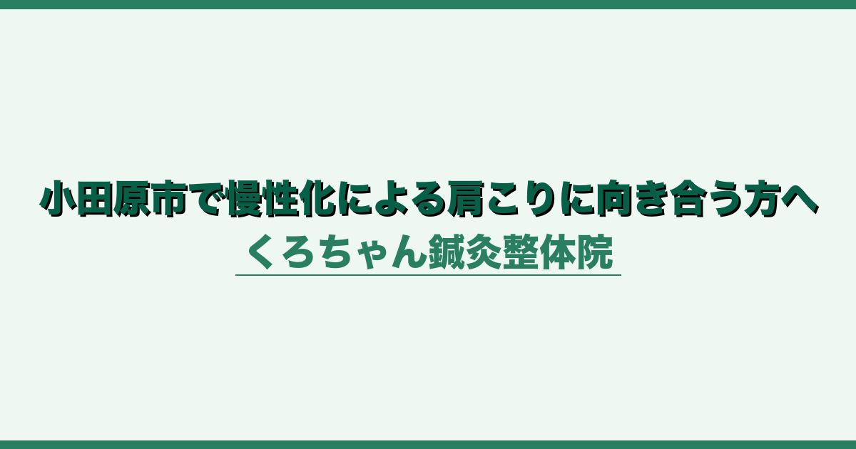 小田原市で慢性化による肩こりに向き合う方へ