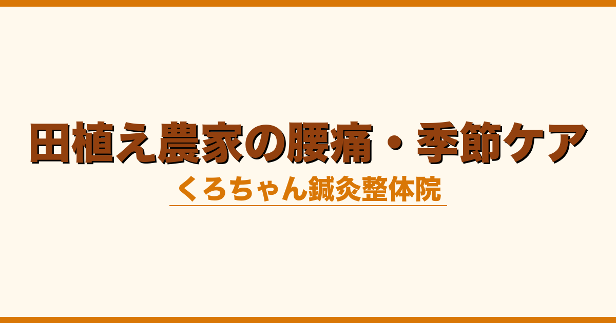 田植え農家の腰痛・季節ケア