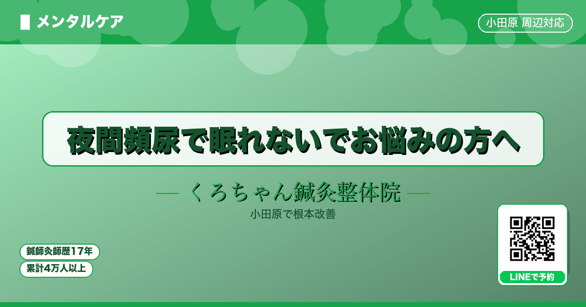 夜間頻尿で眠れないでお悩みの方へ - メンタル - くろちゃん鍼灸整体院