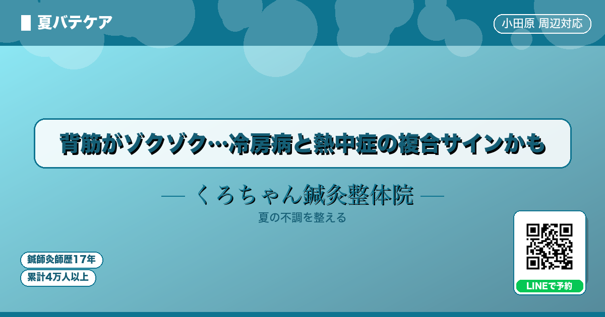 背筋がゾクゾク…冷房病と熱中症の複合サインかも - 夏バテ - くろちゃん鍼灸整体院