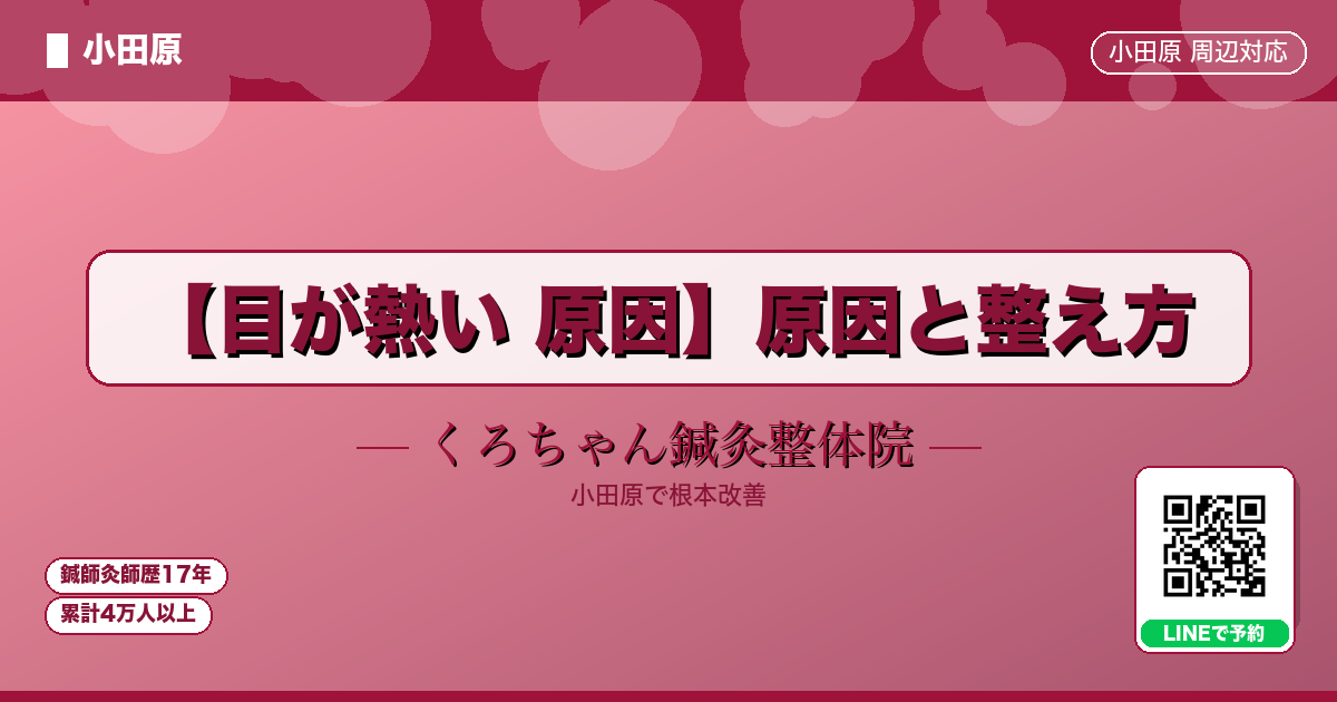 【目が熱い 原因】原因と整え方 - 小田原ローカル - くろちゃん鍼灸整体院