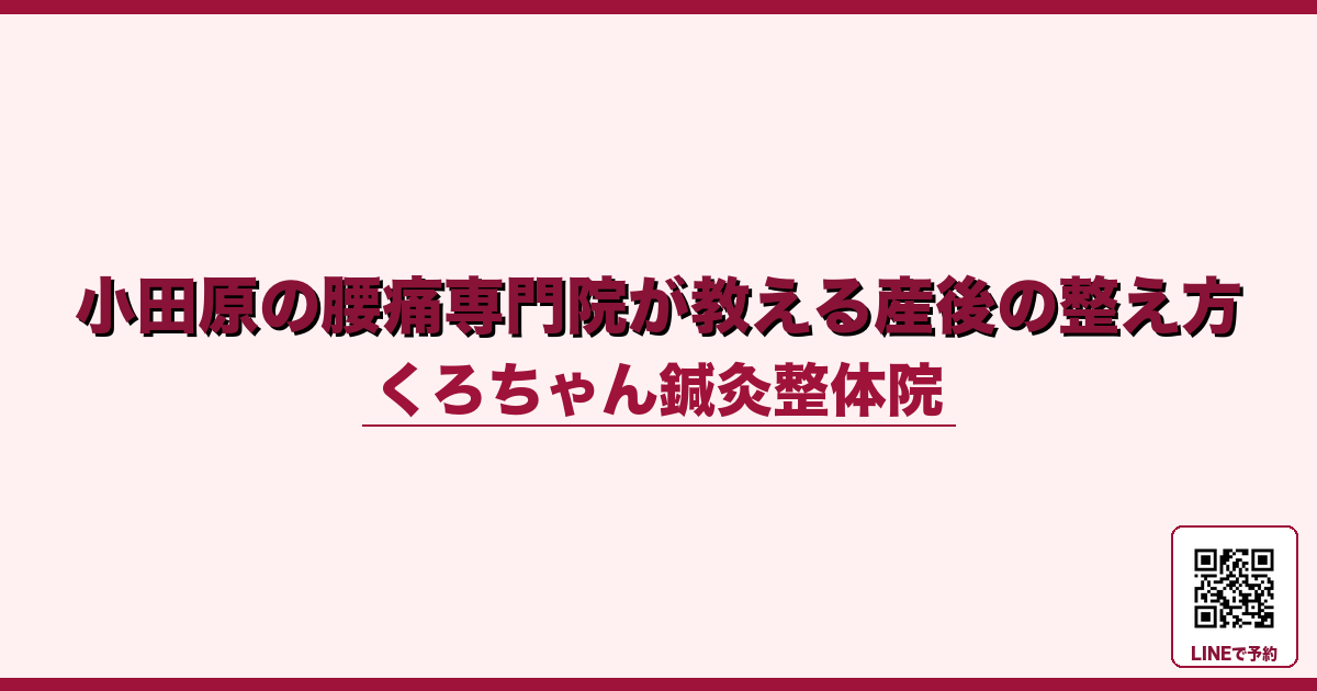 小田原の腰痛専門院が教える産後の整え方 - 小田原ローカル - くろちゃん鍼灸整体院