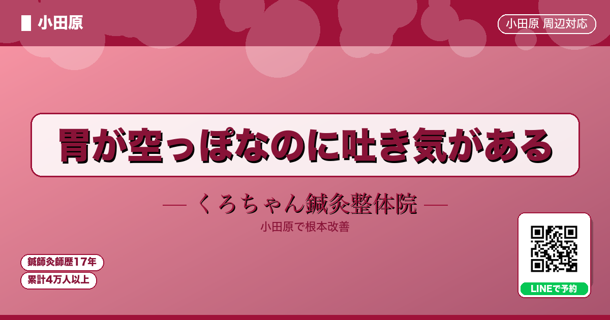 胃が空っぽなのに吐き気がある - 小田原ローカル - くろちゃん鍼灸整体院