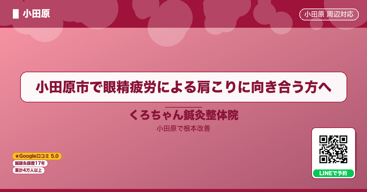 小田原市で眼精疲労による肩こりに向き合う方へ - 小田原ローカル