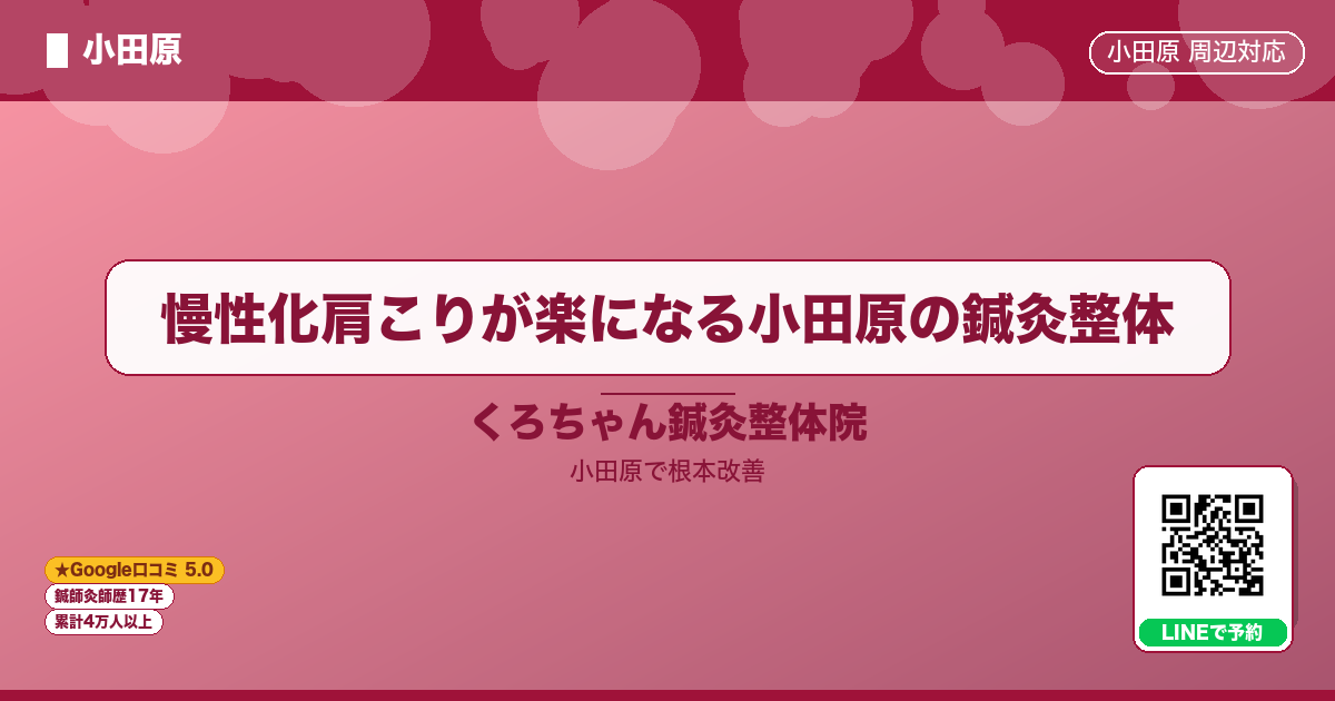 慢性化肩こりが楽になる小田原の鍼灸整体 - 小田原ローカル
