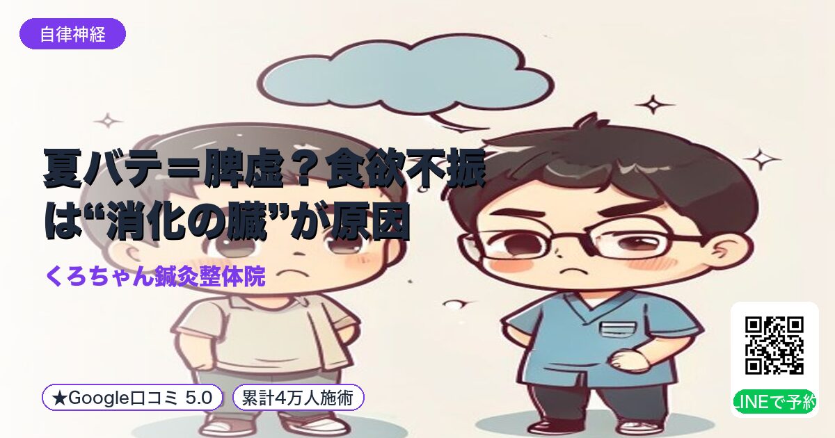 夏バテ=脾虚?食欲不振は“消化の臓”が原因|小田原の鍼灸整体院