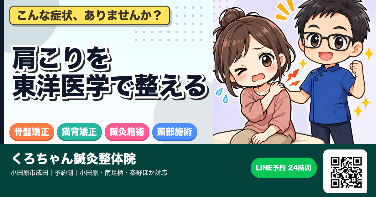小田原の肩こりを東洋医学で整える|気血の巡りから見た根本ケアのアイキャッチイラスト