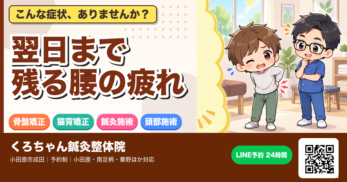 腰の疲れが翌日まで残る原因と整え方のアイキャッチイラスト