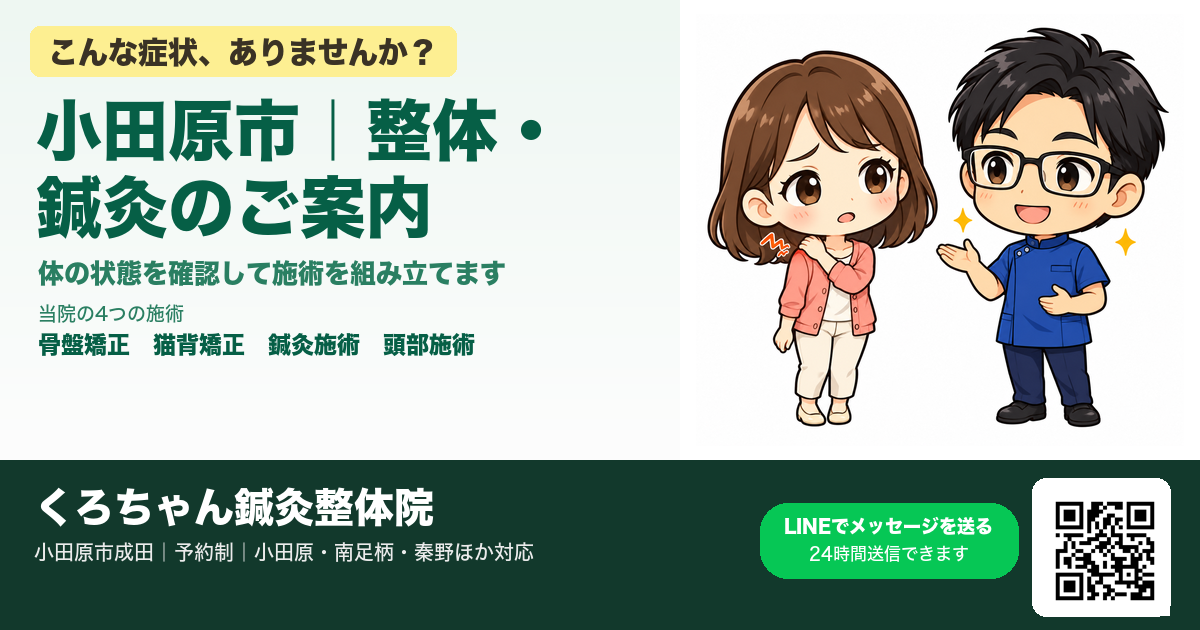 小田原市の整体・鍼灸|施術内容・料金・アクセスのご案内